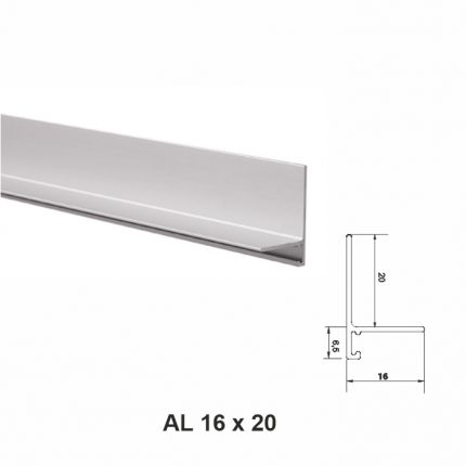 AL 16×20, mini plintă pentru pardoseli, Silver Matt, 2.5m