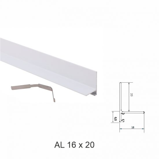 AL 16×20, mini plintă pentru pardoseli, White Matt