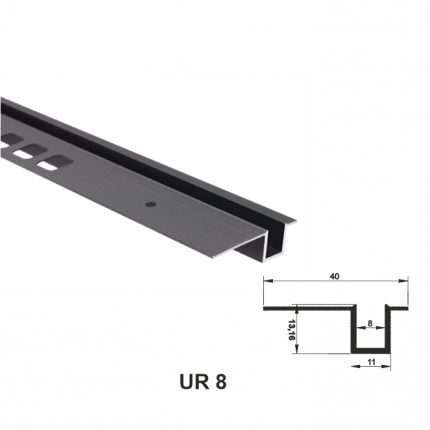 UR8, Profil separator pentru încastrare în pereți, Negru Matt
